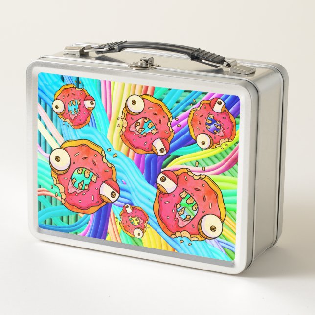 Funny Doughnut Zombie Design Metal Lunch Box (Front)