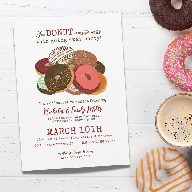 Funny Doughnuts Going Away Party Invitation (Creator Uploaded)