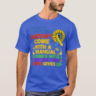 Funny Down Syndrome Yellow And Blue Ribbon Sunflow T-Shirt