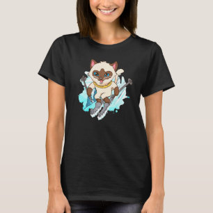 Funny Downhill Skier Cat Cute Winter Alpine Skiing T-Shirt