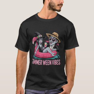 Funny Dracula And Witch Float Halloween Summer Wee T-Shirt