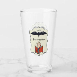 Funny Dracula Bat Halloween Personalised Drinking Glass