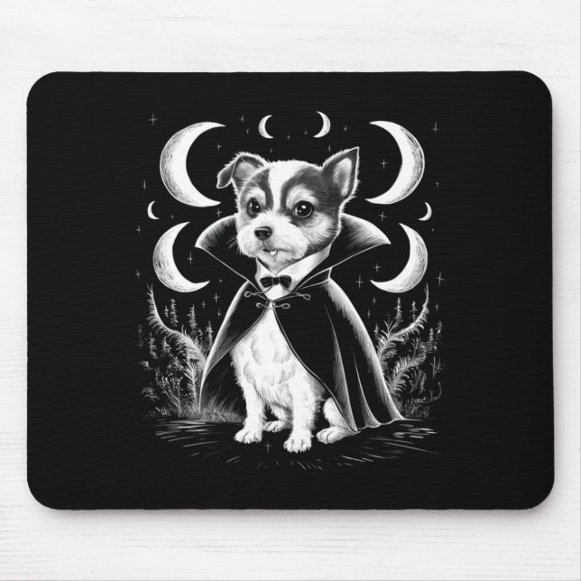 Funny Dracula Terrier Puppy Vampire - Spooky Mouse Pad (Front)
