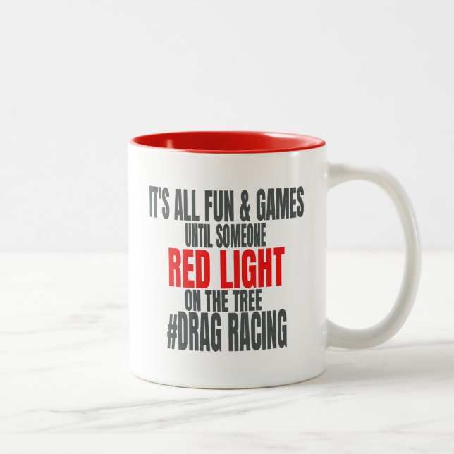 Funny Drag Racing Red Light Racing Two-Tone Coffee Mug (Right)