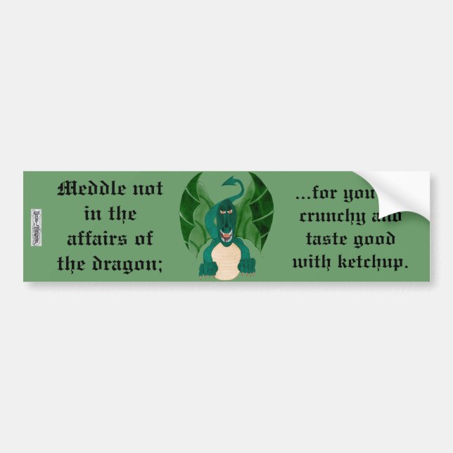 Funny Dragon Bumper Sticker (Front)
