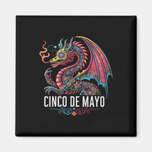 Funny Dragon Cinco De Mayo Sugar Skull Flower Mexi Magnet