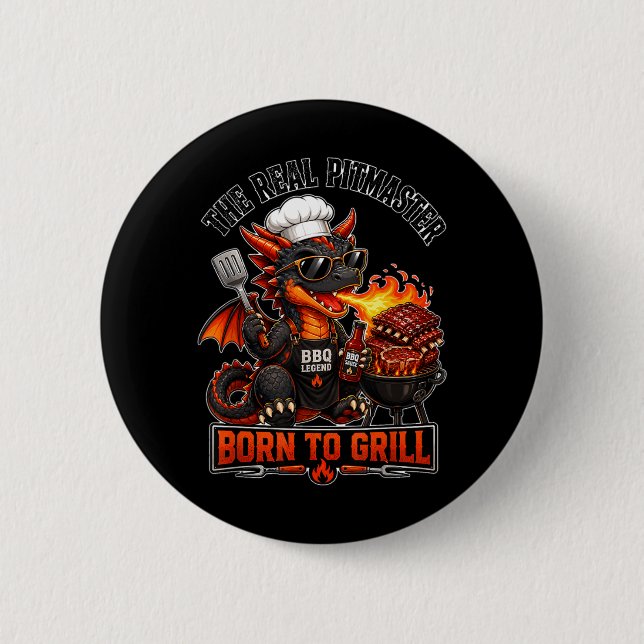 Funny Dragon Grill Master 6 Cm Round Badge (Front)