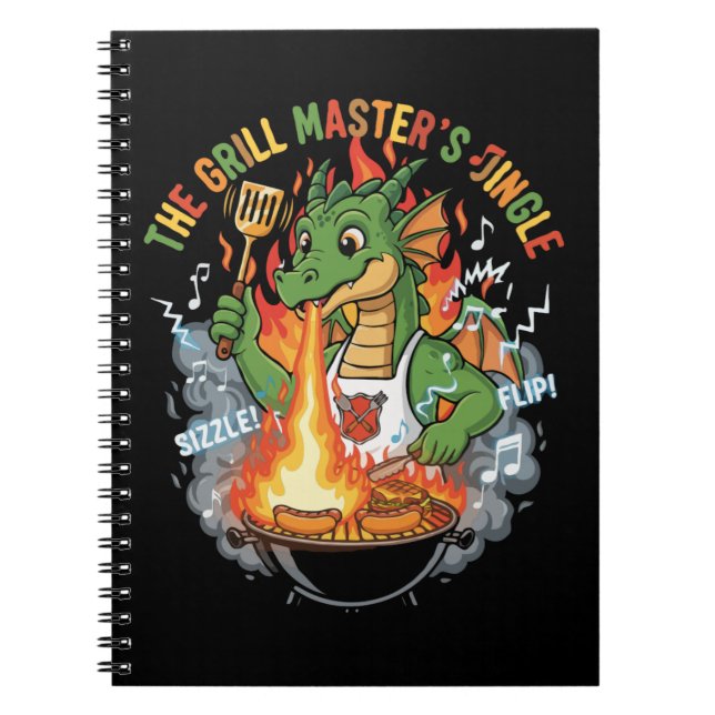  Funny Dragon Grill Master BBQ & Grilling Cartoon Notebook (Front)