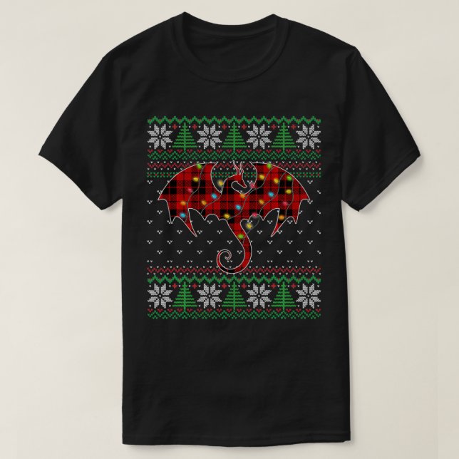 Funny Dragon Ugly Sweater Christmas Lights Dragon  (Design Front)