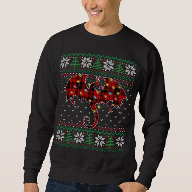 Funny Dragon Ugly Sweater Christmas Lights Dragon  (Front)