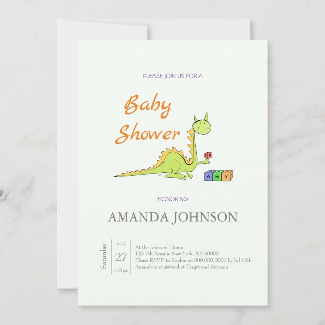 Funny Dragon with dice Baby Shower Invitation  (Front)