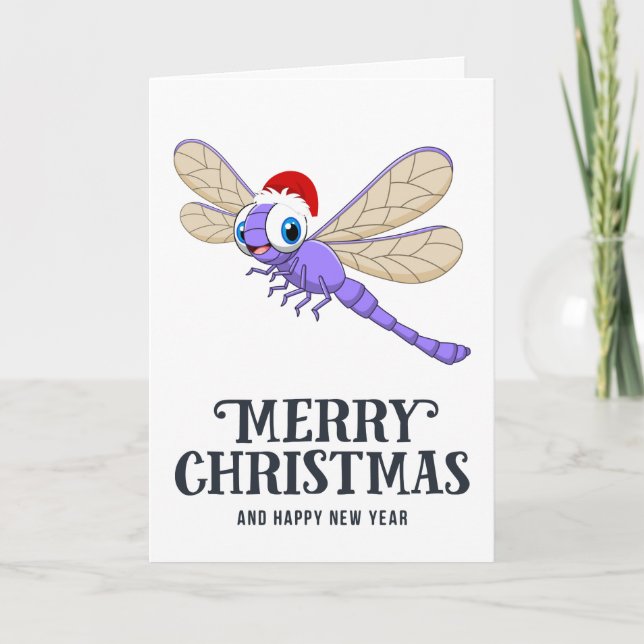 Funny Dragonfly Christmas Card (Front)