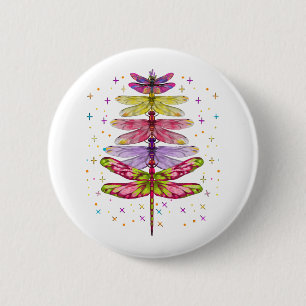 Funny Dragonfly Christmas Tree  6 Cm Round Badge
