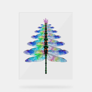 Funny Dragonfly Christmas Tree Acrylic Sign
