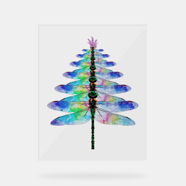 Funny Dragonfly Christmas Tree Acrylic Sign (Front)