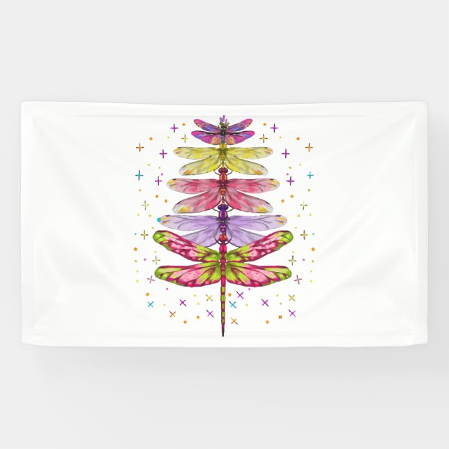 Funny Dragonfly Christmas Tree  Banner (Horizontal)