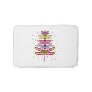 Funny Dragonfly Christmas Tree Bath Mat