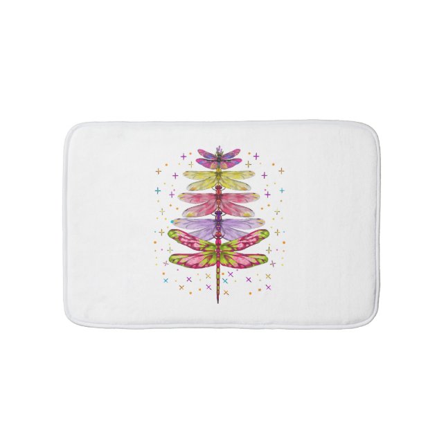 Funny Dragonfly Christmas Tree  Bath Mat (Front)