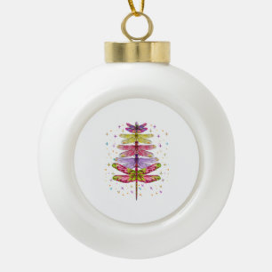 Funny Dragonfly Christmas Tree Ceramic Ball Christmas Ornament