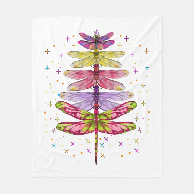Funny Dragonfly Christmas Tree  Fleece Blanket (Front)
