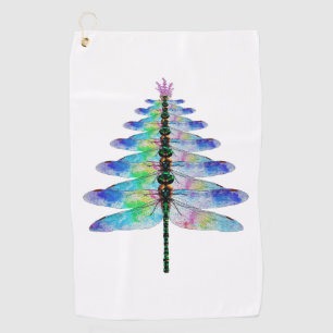 Funny Dragonfly Christmas Tree Golf Towel