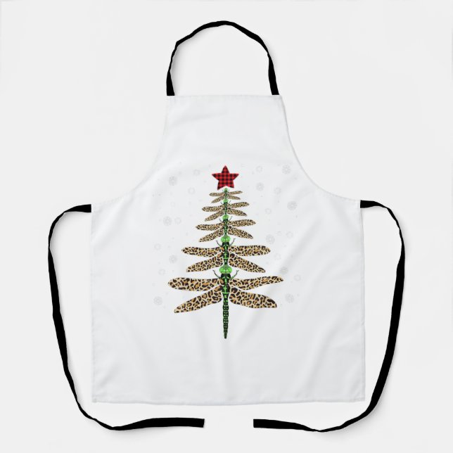 Funny Dragonfly christmas tree ornaments leopard Apron (Front)