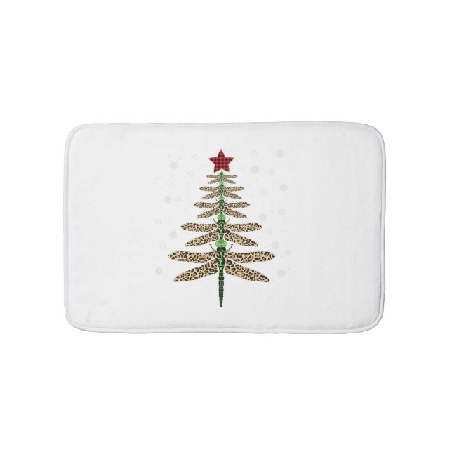 Funny Dragonfly christmas tree ornaments leopard Bath Mat (Front)