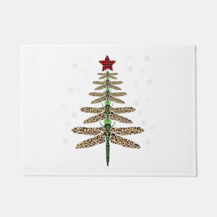 Funny Dragonfly christmas tree ornaments leopard Doormat