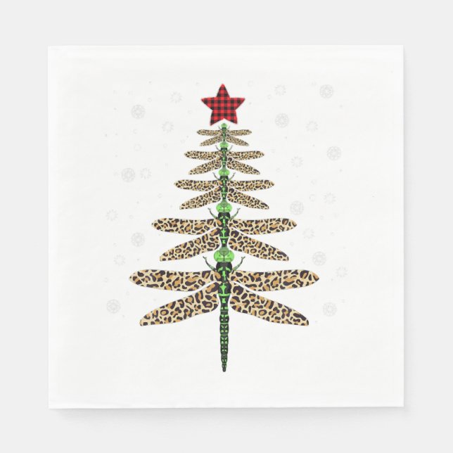 Funny Dragonfly christmas tree ornaments leopard Napkin (Front)