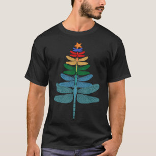 Funny Dragonfly Christmas Tree Xmas Watercolor Gif T-Shirt