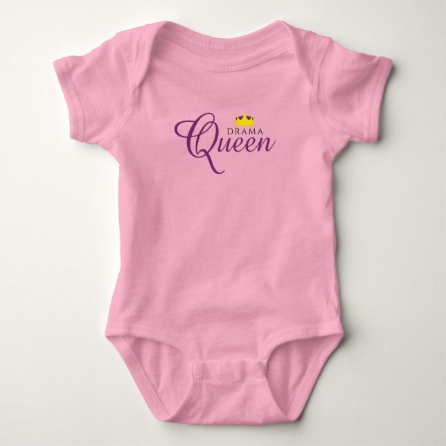 Funny Drama Queen with Royal Crown Baby Bodysuit (Front)