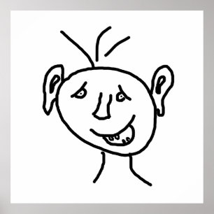 Funny drawing face poster