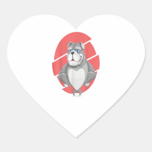 Funny Drawing of Bulldog Gift Heart Sticker