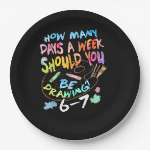 Funny Drawing Sketching Artist Paper Plate