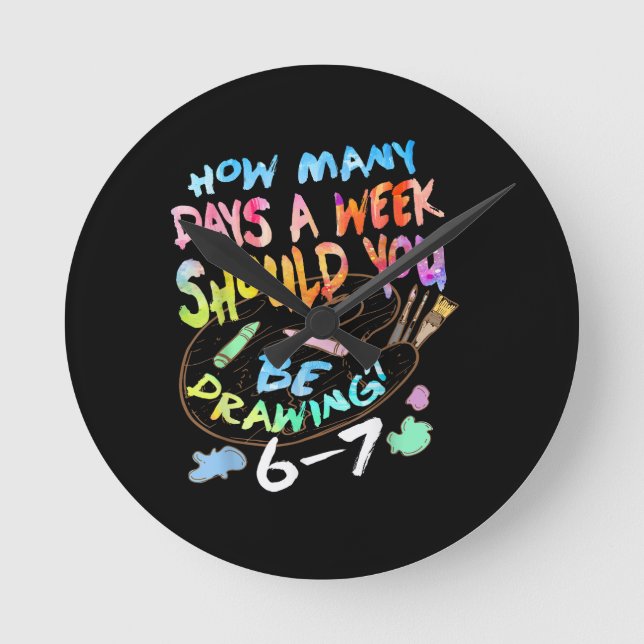 Funny Drawing Sketching Artist  Round Clock (Front)
