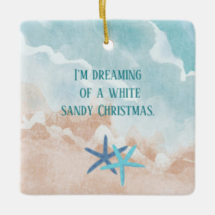 Funny Dreaming of Beach Photo Christmas Ceramic Ornament