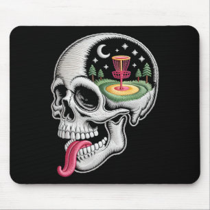 Funny Dreaming Skull Disc Golf Lover Dad Husnd Dis Mouse Pad