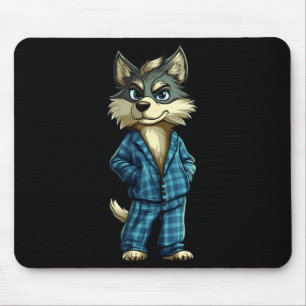 Funny Dreamy Wolf In Pajama Outfit For Sleepy Boys Mouse Pad