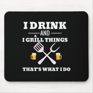 Funny Drink Beer Grill Shirt Dad Fathers Day Gift Mouse Pad