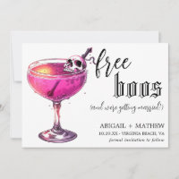 Funny Drink Free Boos Photo Halloween Wedding