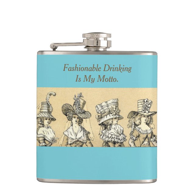 Funny Drinking Alcohol Quote Retro Women Fashions Hip Flask (Front)