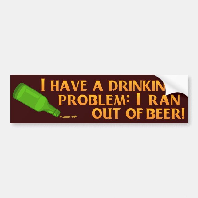 Funny Drinking Beer Bumper Sticker (Front)