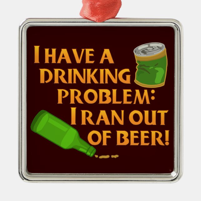 Funny Drinking Beer Metal Tree Decoration (Front)