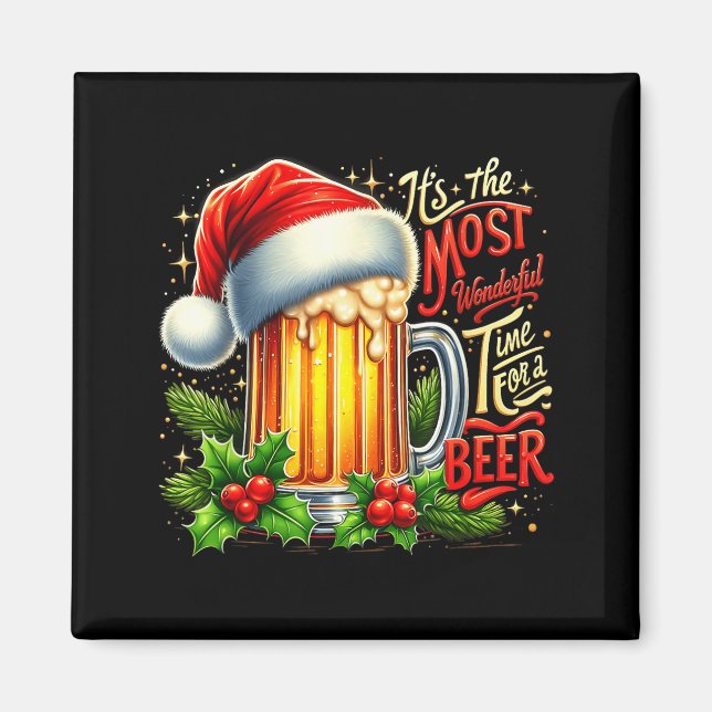 Funny Drinking Christmas Santa Beer Lovers Trend N Magnet (Front)