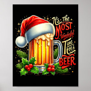 Funny Drinking Christmas Santa Beer Lovers Trend N Poster