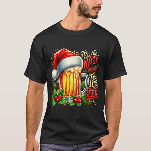 Funny Drinking Christmas Santa Beer Lovers Trend N T-Shirt (Front)