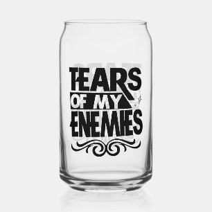 Funny drinking enemy tears word art can glass