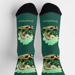 Funny Drinking Fish custom text & colour Socks