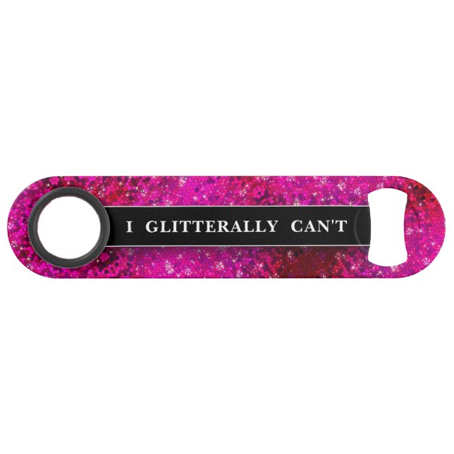 Funny Drinking Joke Hot Pink Glitter Monogram Name (Front (Horizontal))