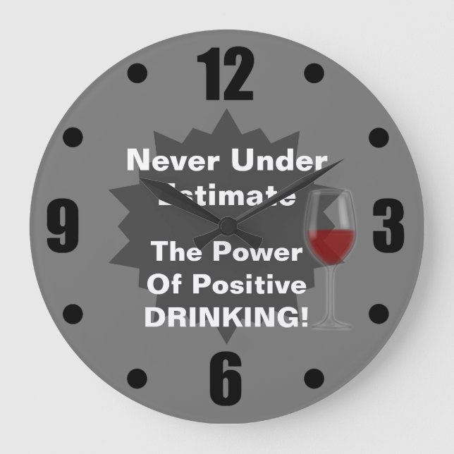 Funny Drinking Pun Large Clock (Front)